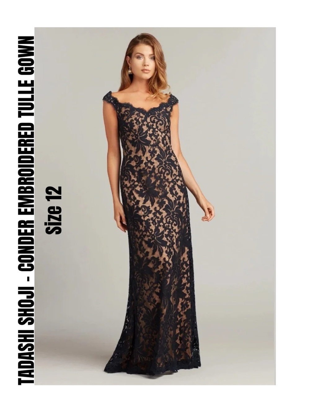 TADASHI SHOJI - CONDER EMBROIDERED TULLE GOWN Size 12
